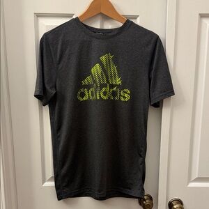 Adidas Men's Charcoal Tee with Neon Logo